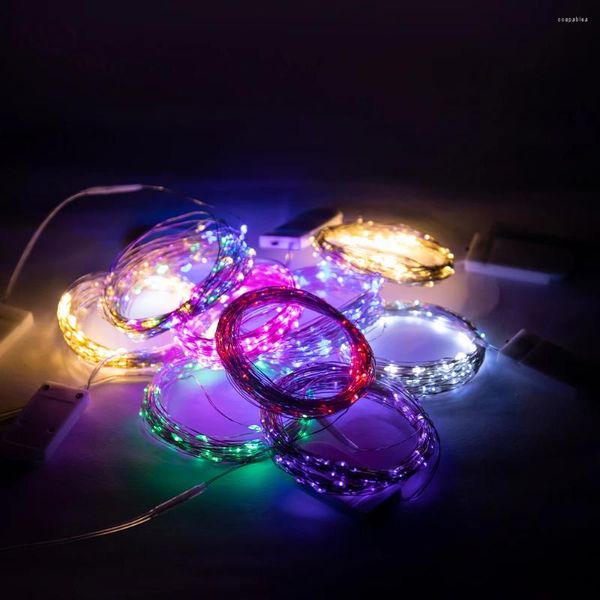 Decorazione per feste a più colori a led luci fata corda di filo di rame 1/2/3/5/10m Ghirlanda della lampada da esterno per le vacanze per il matrimonio dell'albero di Natale