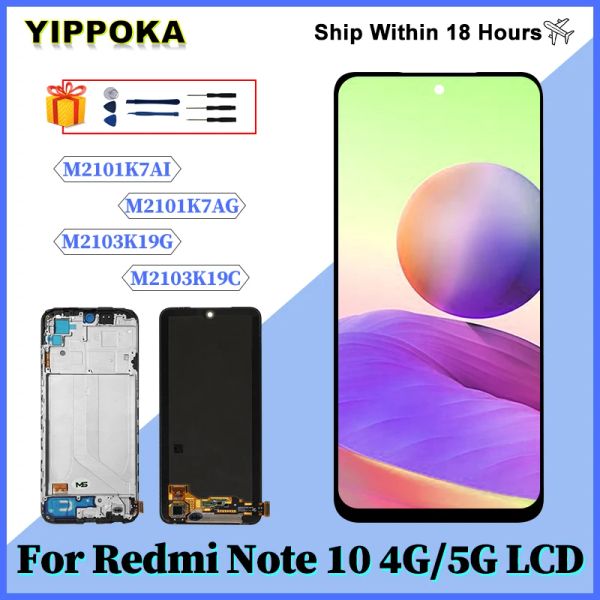 Gadgets Novo Super Amoled para Xiaomi Redmi Nota 10 4G LCD Display M2101K7AG Digitalizador de tela para Redmi Nota 10 5G LCD M2103K19G