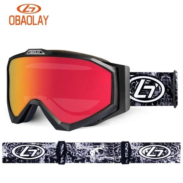 Eyewear Obaolay Ski Mask Anti Fog Uv400 Snow Sci Ski Goggles Logo personalizzato TPU Frame Donne Snow Snowboard Goggles Eyewear protettivo per sci.