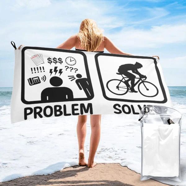 Asciugamano problemi divertenti risolti in bicicletta essenziale per la spiaggia grafica a secco rapido facile da trasportare geek