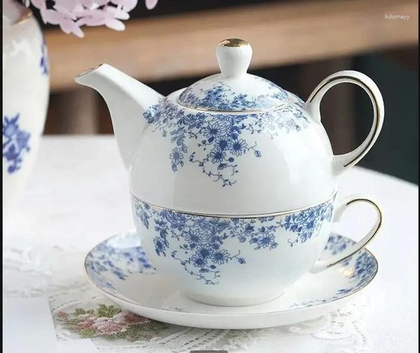 Tassen Untertassen Englische Blume Teekanne klassisch blau und weißer Gänseblümchen Pot Home Keramic Tasse Untertasse Phnom Penh Nachmittag Tee Tee Set