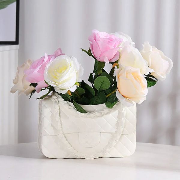 Handtasche Vase Creative Mode Wohnzimmer Eingang TV -Schrank Dekoration getrocknete Blumen und Blumenpot