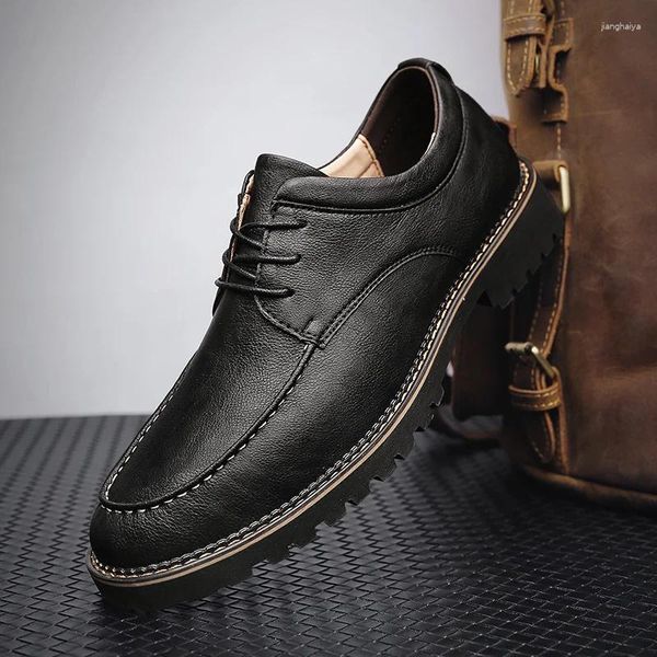 Casual Shoes Herren Oxford Leder Moccasins Mode Männer Britisch formelle Büro Gummi Erwachsener bequemer Loafer