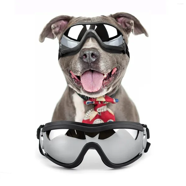 Hundekleidung schwarze UV -Haustier -Sonnenbrille Haustierbrille mit verstellbaren Trägern für große mittelgroße Hunde
