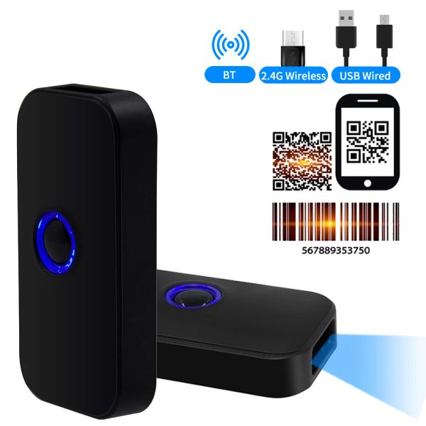 Fälle Handheld 3in1 Barcode Scanner 1D /2D /QR -Barcode -Leser Support Bluetooth /2.4g Wireless /USB -Kabelverbindung für Supermarkt