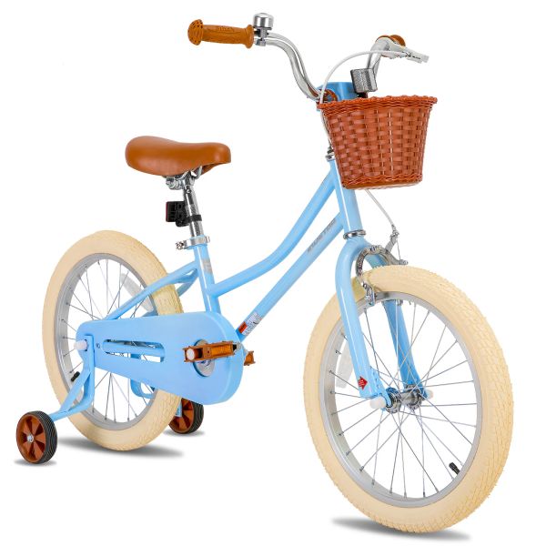 Fahrradmädchenfahrrad für 212 Jahre alte Kleinkinder Kinder 12 14 16 18 20 Zoll mit Trainingsrädern Korb oder Kickstand Retro -Fahrrad im Retro -Stil