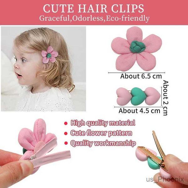 Haarzubehör 2 PCs/Set Kinder süße Farben Blume Herz Ornament Hair Clips Mädchen schöne Legierung Barrettes Haarnadel Kinder Haarzubehör Accessoires