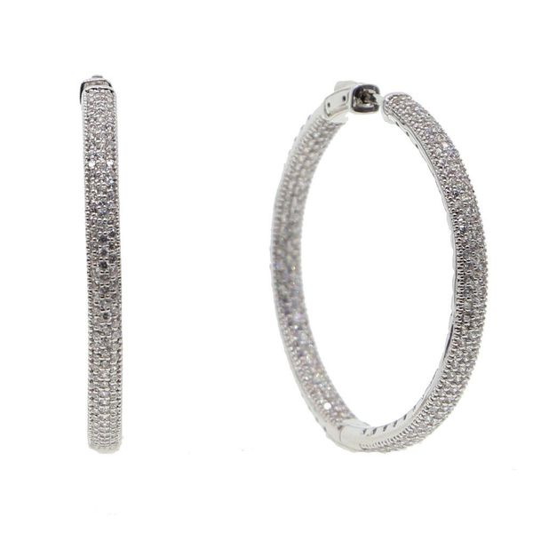 Hoop Huggie New Micro Pave Cz Big Orering Big 25mm 50mm a 2 dimensioni di moda a 2 dimensioni zirconia cubica zirconia lucida shiny sier e orecchio di consegna a goccia classica a goccia dh1sm