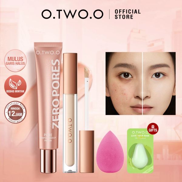 Sets o.two.o 4pcs Face Primer Flüssigkeit Concealer Make -up Basiskontrolle langlebige volle Abdeckung für Gesichtskosmetik mit Puffgeschenk