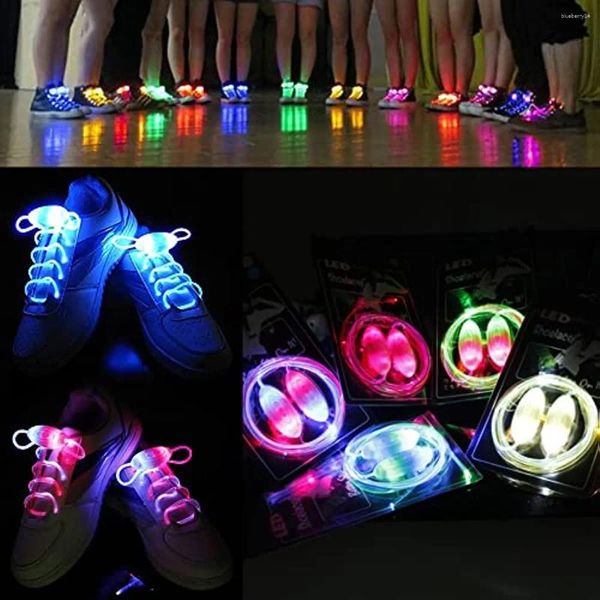 Peças de sapato 1Pair LED Flash Shoelace Athletic Sport SPORT FLAT FLATE DISCO DISCO DECO
