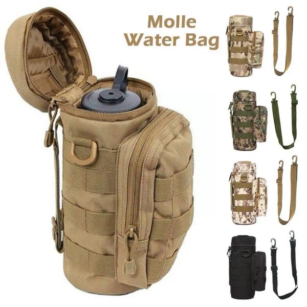 Accessoires Tactical Molle Water Flaschenhalter Bag Militärische Hydratation Trägerkesselbeutel mit Riemen an Höhe von bis zu 32 Unzen.Zum Wanderfischen