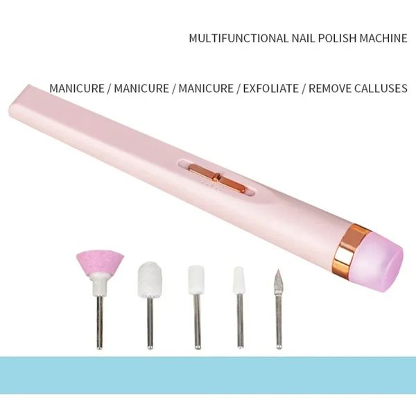 Nova máquina de polimento de unhas de unhas de unhas de 2024 2024 com ferramentas de caneta de arte elétrica de manicure portáteis leves com saco para remoção de gel para