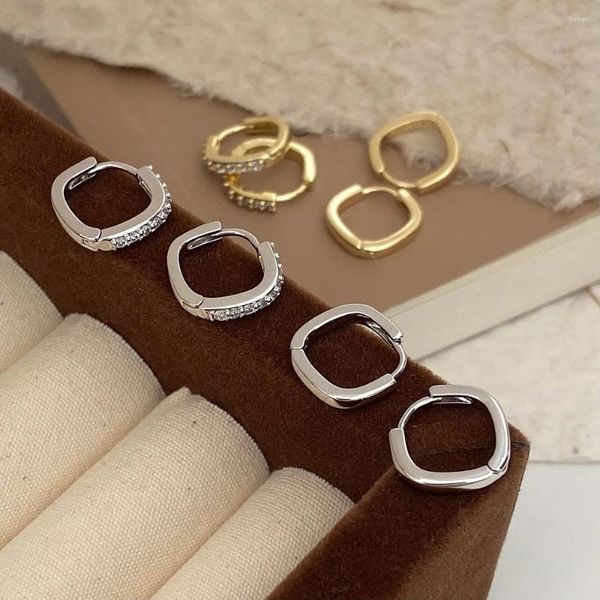 Brincos de argolas de 4 peças quadrado minimalista para mulheres zircão meninas strass brilhantes Delicate Wedding Jewelry Gifts