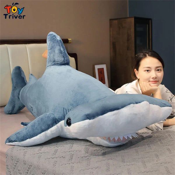 Yastıklar mavi balina çekiç başı köpekbalığı peluş oyuncaklar doldurulmuş hayvanlar bebek yastık yastık bebek çocuklar çocuklar erkek kızlar hediyeler ev odası dekor