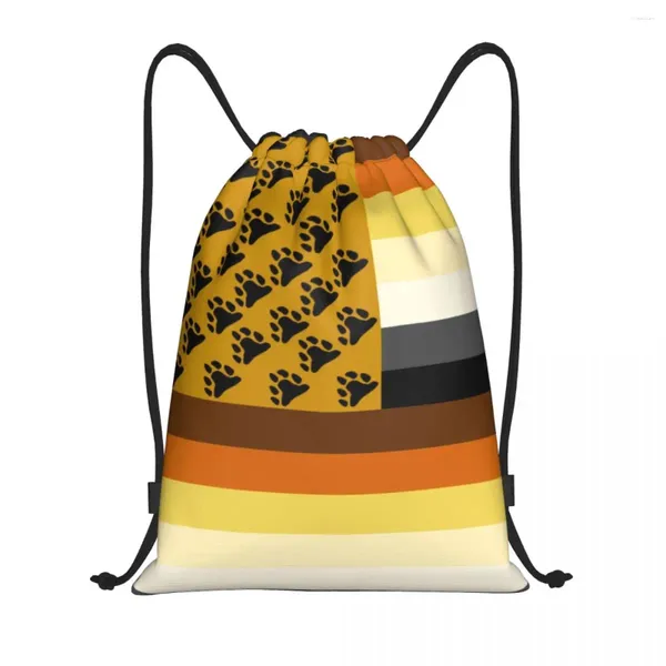 Aufbewahrungstaschen benutzerdefinierte GLBT American Bären Flagge Kordelstring -Tasche zum Training von Yoga -Rucksäcken Frauen Männer Schwulen Pride Sports Gym Sackpack