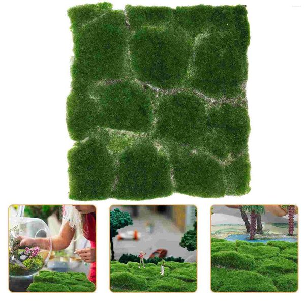 Flores decorativas simuladas Falsas Moss Acessórios para casa Simulação Decoração verde da vegetação de grama quadrada Tapete de gramado Grasa de plástico