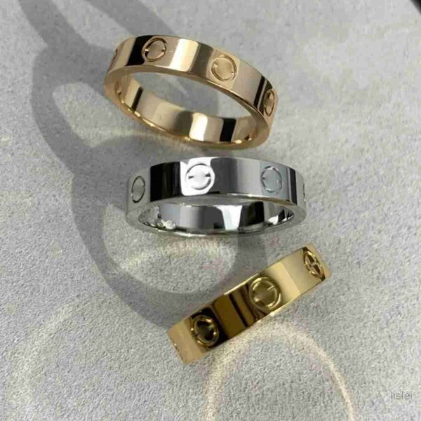 Como grava de designer original anel de amor de 6 mm de diamante 18k rosa de prata dourada 750 anéis de aço inoxidável homens homens amantes jóias de casamento presente grande EUA tamanho 6 7 8 9 10 11 12