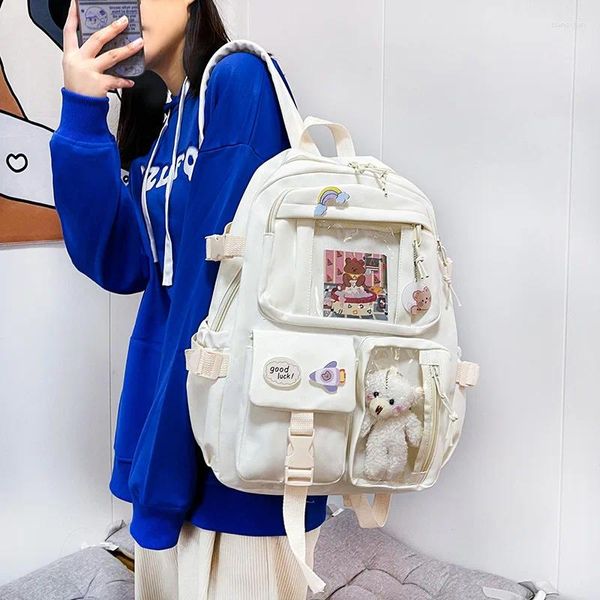 Backpack Women Women Wateras Travel Fashion Nylon Trendy Girl Student Bag de ombro de estilo coreano Baga escolar Teenage Bookbag