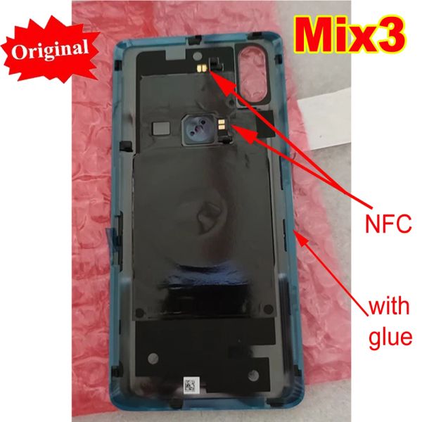 Quadros 100% originais nova bateria de cerâmica capa traseira da porta traseira para xiaomi mi mix 3 mix3 shell de telefone com adesivo NFC