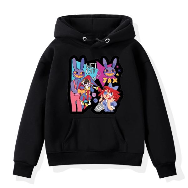 Sweatshirts Pomni Jax Das erstaunliche digitale Zirkus Hoodie Cartoon Girls Pullover Kinderkleidung Anime Sweatshirt für Kinder Jungen Tracksuit