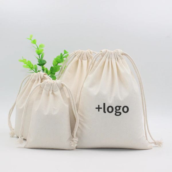 Bolsas 50p Bolsas de armazenamento de cordão orgânico de algodão orgânico Grande tamanho de musselina de pó bolsa de pó bolsa de casamentos de casas barra