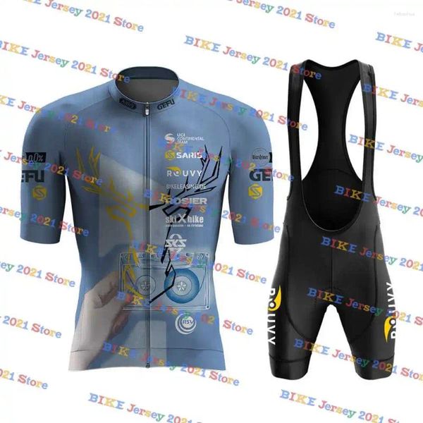 Conjuntos de corridas 2024 Saris Rouvy Tape Cycling Jersey Bib Setent Set Road Bike Clothing Dress Ten MAILLOT