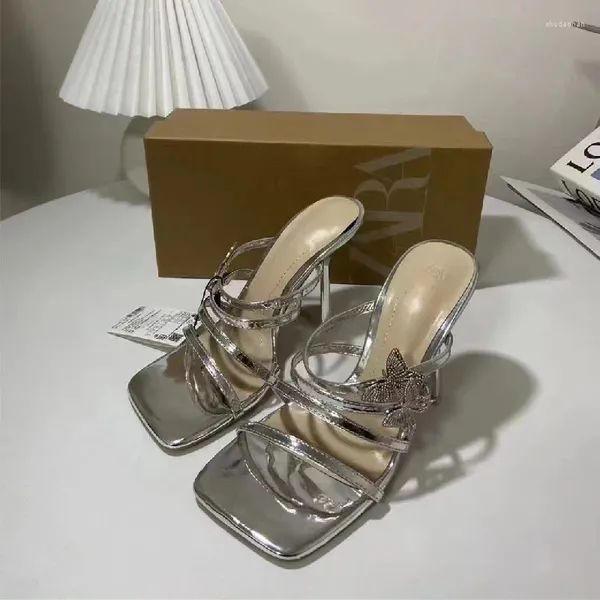 Тапочки летняя серебряная линия стройная ленточная катушка с туфли