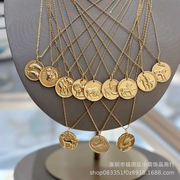 Designer di alto grado Vancefe Necklace Dodici Constellations Disc Gold Plodato 18K a sospensione da uomo e stile femminile