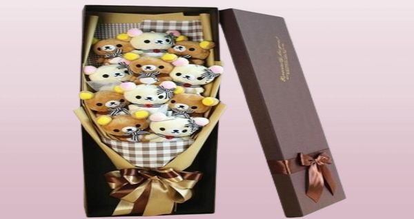 Süßer Teddybär Stofftier Plüsch Spielzeugliebhaber Rilakkuma Bär Blumen Bouquet Geschenkbox Geburtstag Valentine039 Tag Weihnachtsgeschenk 5476369