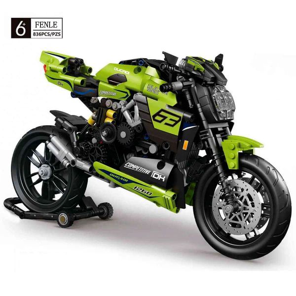 Blocks Motorrad Moto Rennwagenauto Motorrad -Stadtfahrzeug setzt Off -Straßenmodell Bausteine MOC Kits Kinder Spielzeug Actionfigur Kriege