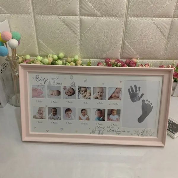 Frame neonati 12 mesi di stampa per mano e piede fotogramma commemorativo fotogramma per bambini in crescita record di immagini di immagini creative
