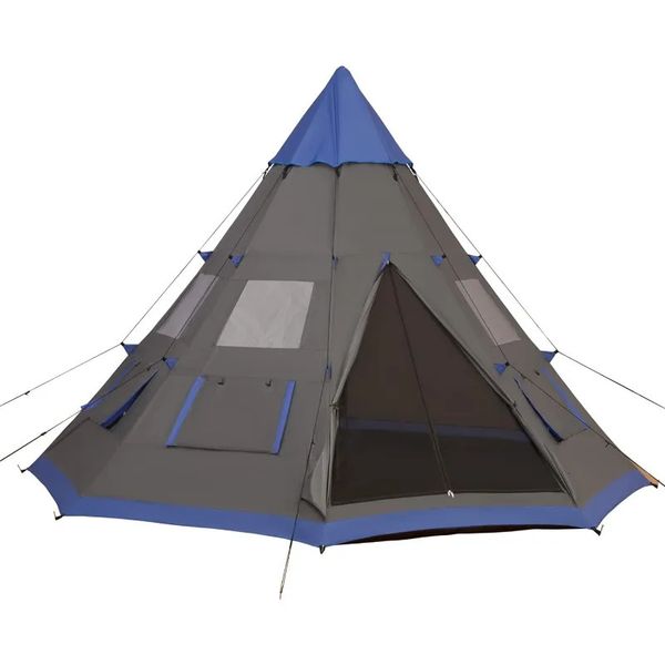 Tenda da campeggio da 12 piedi da 12 piedi 6-7 4 anni 4 a 8 mesh finestre esterne materiale impermeabile 240422