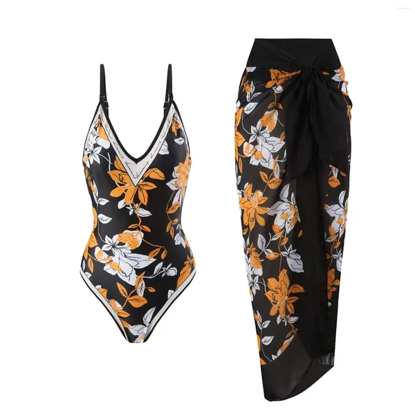 Женские купальники ретро мода V Sect Swimsuit с пляжным прикрытием юбка с обертыванием два бикини набор женских толчков