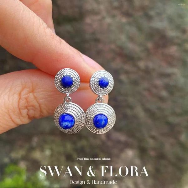 Bolzenohrringe 4mm Natural Lapis 925 Sterling Silber für Frauen Schmuck Geschenk einfach grün