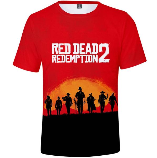 Erlösung T -Shirt Red Dead Short Sleeve Tops RDR2 Abenteuerspiel Tee Colorfast Print Kleid Unisex All -Size -Kleidung Qualität T -Shirt7440373