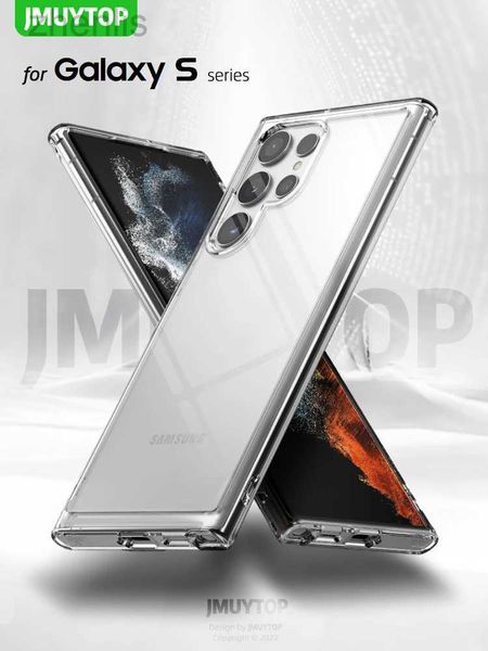 Casos de telefone celular capa de telefone transparente de luxo para Samsung Galaxy S23 S22 Ultra plus TPU Bumper Metal Buttons