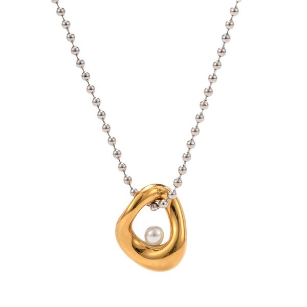 Collana a ciondolo personalizzata di design per donne placcate perle d'argento e perle in oro 18k messe a colori.Pendente personalizzato per regali di partito e banchetti Spedizione gratuita