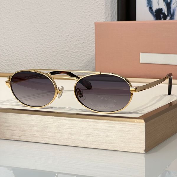 Sonnenbrille für Damen Sommer beliebter 54Zs Modedesigner Stilvoller Outdoor-Stil UV400 Anti-Ultraviolett Retro Platte Metall Oval Full-Frame-Brille Zufällige Box