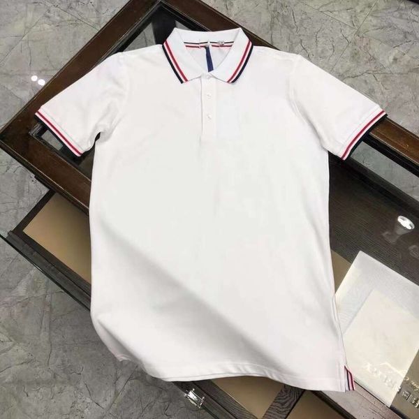 Mens Polos High End Brand bordado com mangas curtas Camisa de pólo de algodão masculina Camise