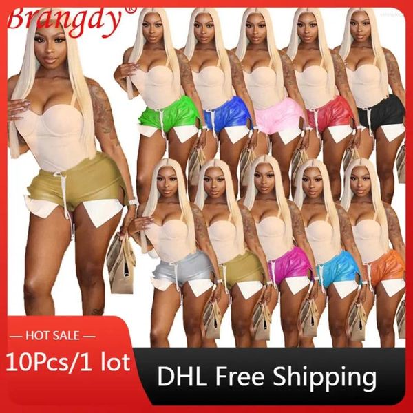 Damen -Shorts 10pcs Kleidung für Frauen Riemen sexy eng geteilte PU -Leder -Verbandhosen Großhandel B10948_2