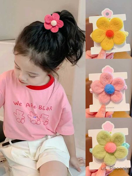 Saç Aksesuarları Yeni Çocuklar Renkli Yumuşak Örgü Peluş Çiçek Elastik Saç Bantları Kızlar Sevimli Scrunchies lastik Bantlar Çocuk Saç Aksesuarları