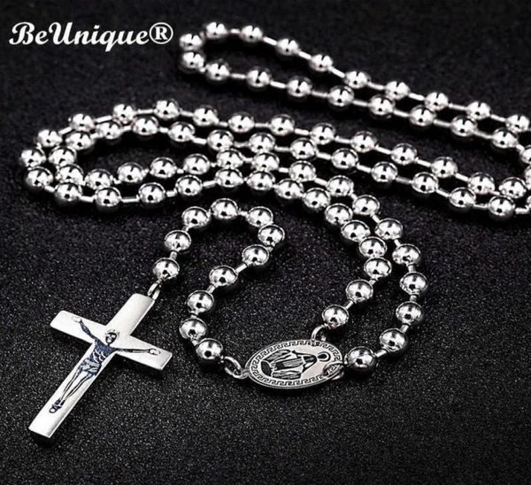 Man039s Luxury Steel Rosary Rosary Charm Cocklace Centro Centro Piezzettori Religiosi di Natale 2106219882624