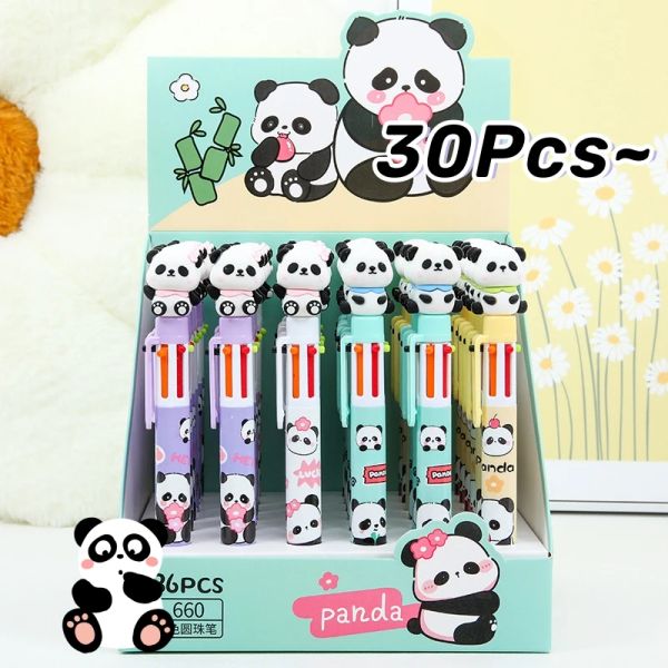 Penne 30pcs/lot kawaii panda pressa 6 colori penna da ballo cartone animato fiore multicolore multicolori