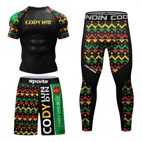 Мужские спортивные костюмы Cody Compression Kickboxing Jogger Tattoo Sportswear Set йога рубашки Muay thai брюки борьба с одеждой мужчина против UP тренировки