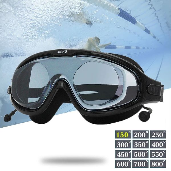 Myopia Schwimmbrillen Optische Anti-Fog-Schwimmbrille Rezept Correcive Schnorchelmaske kostenlose Ohrstöpsel-Aufbewahrungstasche 240417