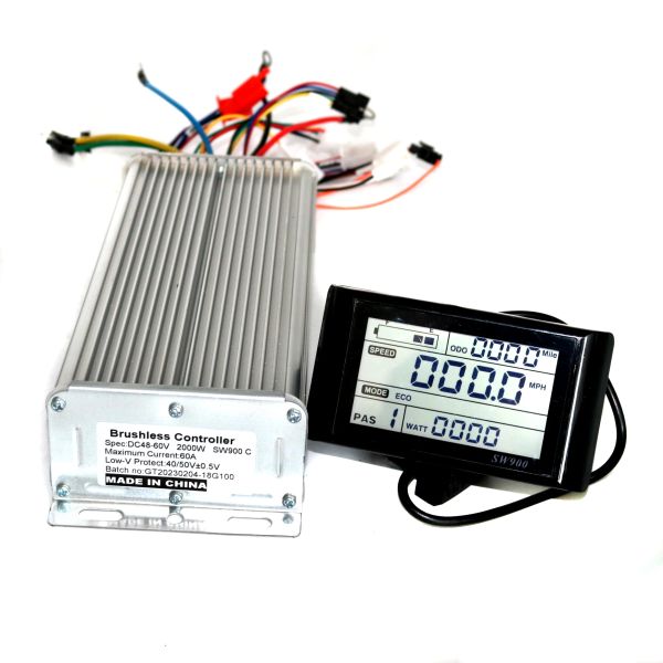 Велосипедный датчик Greentime/без датчика 48V60V 2000W 60AMAX BLDC Controller EBIKE Бесщеточный контроллер скорости+дисплей SW900 Один набор