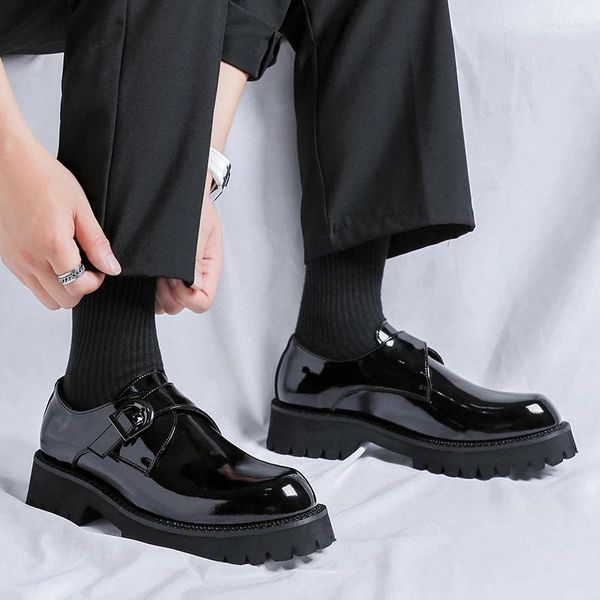 Sıradan Ayakkabı Marka Bahar/Yaz Siyah Erkekler Rahat Lüks Dantel Up Business Style Elbise