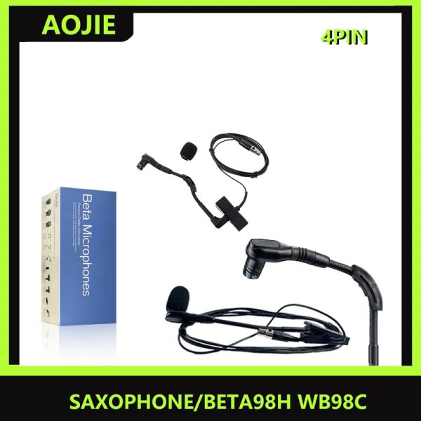 Sassofono aojie microfono saxofono beta98h wb98h/c microfono strumento di interfaccia a 4pin professionale, raccolta sassofono con condensatore superiore
