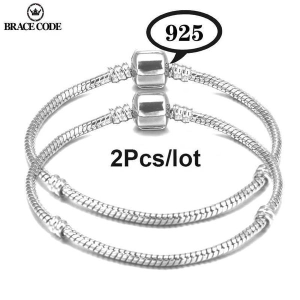 Código de cinta com miçanga com prata com 925 Snake Bone Chain 3mm Fit Fit Original Bracelet Bracelet Diy Bracelet 240423