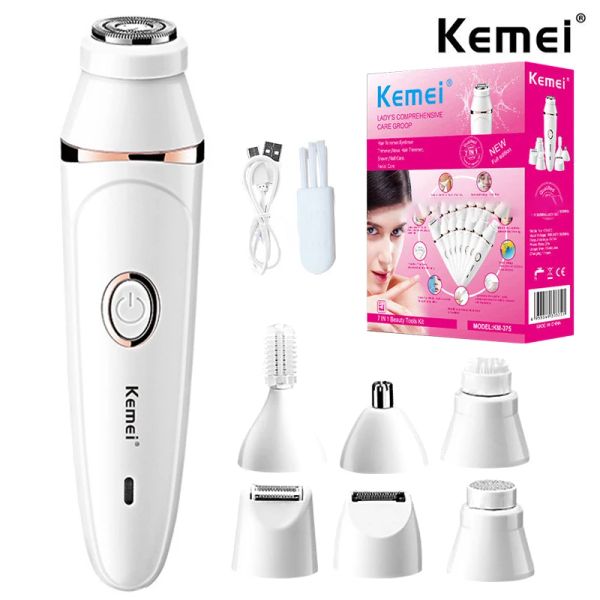 Shavers Kemei 375 7 inç 1 Lady's Tıraş Electric Şarj Edilebilir Lady Tıraş Talfer Epilatör epilatör Tıraş Yün tüm vücut kullanımı için